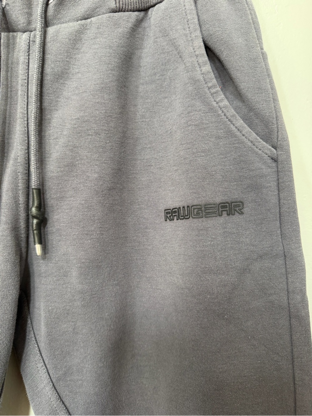 Men's Dark Gray Drawstring Joggers with Side Zip Pocket - Picture 2 of 5